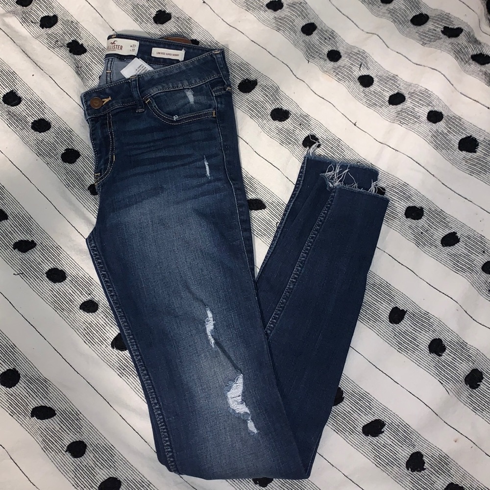 Hollister dark wash jeans with rips